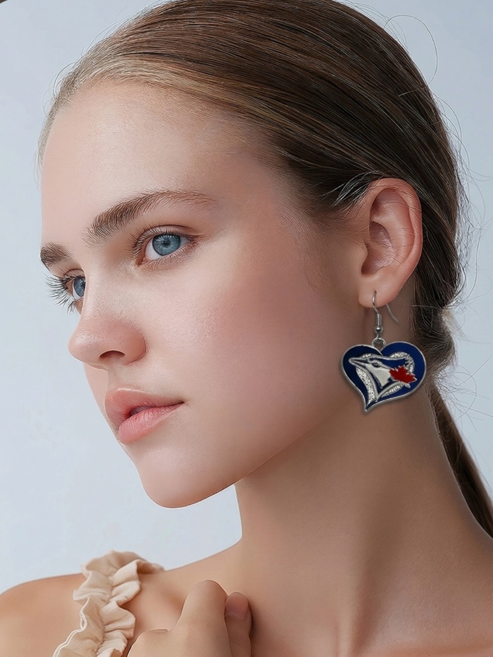 $10 Add-on | Toronto Blue Jays Heart Earrings with Red Maple Leaf